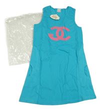 Nové - tyrkysové šaty s potlačou Jilly