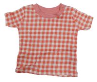 Jahodovo-bílo-růžové kostkované tričko PRIMARK