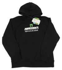 Nové - černá mikina s Minecraft a kapsou a kapucí 
