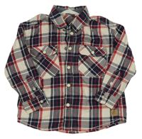 Smetanovo-tmavomodro/červená kockovaná košeľa H&M