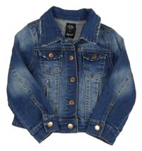 Modrá tepláková riflová crop bunda s límečkem Denim Co.