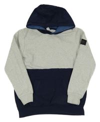 Svetlošedá -tmavomodrá mikina s vreckom a kapucňou YIGGA