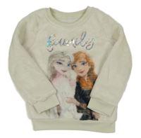 Smetanová plyšová mikina s Frozen a flitry