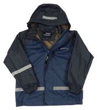 Tmavomodrá nepromokavá bunda s logem a odepínací kapucí ZIG ZAG