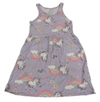 Svetlofialové šaty s jednorožcami a duhami H&M