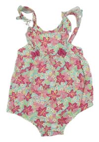 Světlemodré laclové kraťasy s kytičkami a lístečky a volánky SeRGeNT MaJoR 