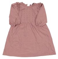 Starorůžové melírované šaty s madeirou a volánky George