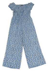 Modrý nohavicový culottes overal s kvietkami New Look