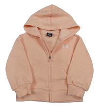Broskvová funkční propínací mikina s logem a kapucí UNDER ARMOUR
