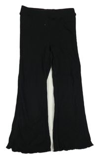 Čierne rebrované flare teplákové nohavice H&M