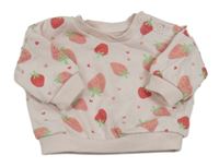 Světlerůžová oversize mikina s jahůdkami a srdíčky Matalan