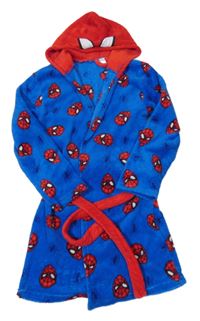 Cobaltovoě modro-červený plyšový župan so Spider-manem a kapucňou MARVEL