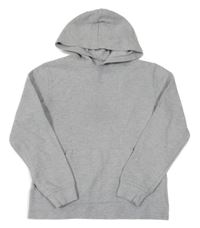 Sivá melírovaná rebrovaná mikina s vreckom a kapucňou H&M