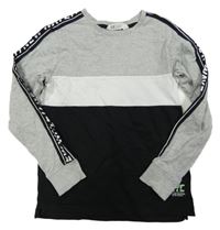 Šedo/melírovano-bílo-černé mikinotriko s nápismi H&M