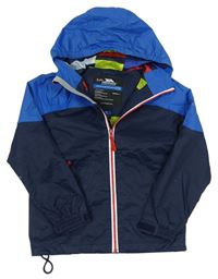 Tmavomodro-modrá šušťáková funkčná bunda s kapucňou Trespass