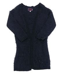 Tmavomodrý chlpatý svetrový cardigan Pocopiano