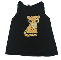 Čierne tielko s mačkou H&M