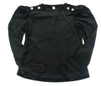 Černé plyšové triko s knoflíky
