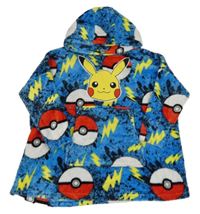 Modrá skvrnitá chlpatá oversize mikina s Pikachu s Pokébally a kapucňou Matalan