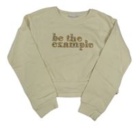 Béžová crop mikina s nápisom s kamienkami zn. Name it