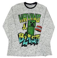 Bílé skvrnité triko s Minecraft