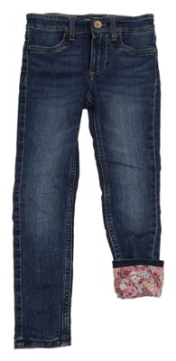 Tmavomodré podšité skinny fit rifle H&M