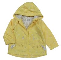Žlutá květovaná šusťáková jarní bunda s kapsami s králíky a kapucí F&F