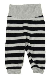 Černo-bílé pruhované sametové tepláky H&M