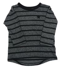 Tmavošedo-černé pruhované triko s výšivkou Next