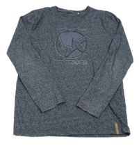 Tmavomodré melírované triko s potiskem Yigga