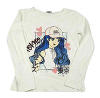 Bílé triko s dívkou Page One Young