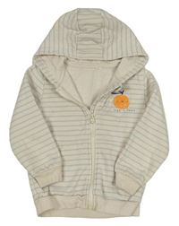 Smetanovo-svetlomodrá pruhovaná prepínaci mikina s pomarančom a kapucňou George