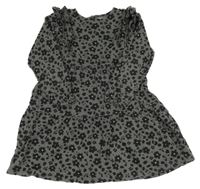 Tmavošedé vzorované šaty s volánky Nutmeg