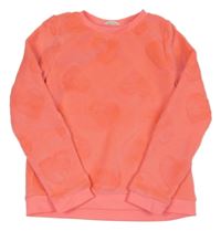 Neónově ružová chlpatá mikina so srdiečkami H&M