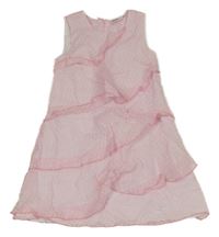 Svetloružové kvetované vrstvené šaty