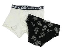 2set - Černé slipy s auty + smetanové boxerky