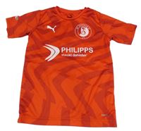 Červené vzorované sportovní funkční tričko s potiskem Puma