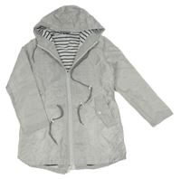 Světlešedá šusťáková jarní parka s kapucí