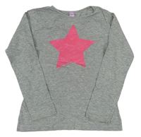 Sivé melírované tričko s ružovou hviezdou Dopodopo