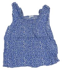 Modrý mačkaný top s kytičkami PRIMARK