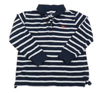 Tmavomodro-bílé pruhované polo triko Next
