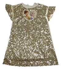 Nové - zlaté flitrové šaty s Frozen H&M