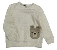 Smotanová melírovaná mikina s medvěďom C&A