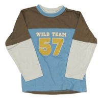 Modro-hnědo-smetanové triko s číslem 