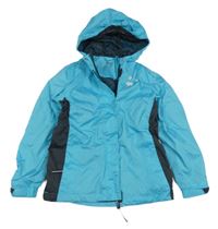 Modro-tmavosivá šušťáková funkčná jarná bunda s kapucňou Crivit