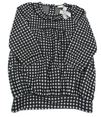 Černo-bílé puntíkaté úpletové šaty s mašličkou Next