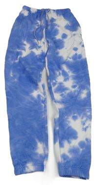 Modro-bílé batikované tepláky 