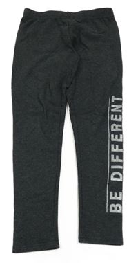 Tmavosivé melírované thermo legíny s nápisom Page one young