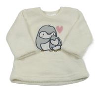 Smotanová plyšová mikina s tučňákem Ergee