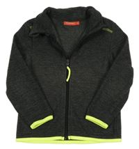 Tmavosivá fleecová prepínaci mikina s neonovým lemem